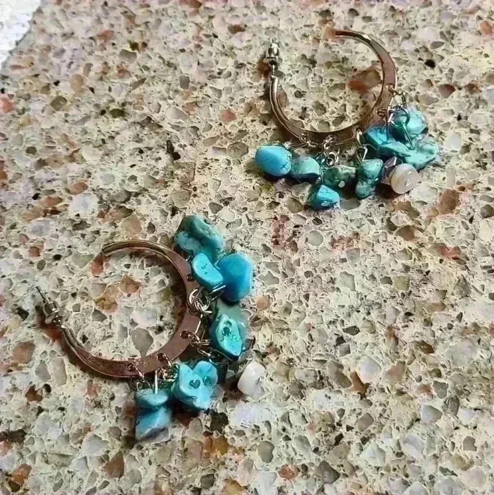 Silver tone turquoise earrings